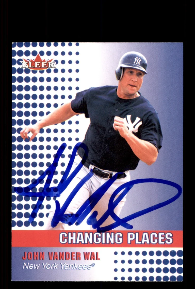 Signed Baseball Card Auto John Vander Wal 2002 Fleer #483 New York Yankees
