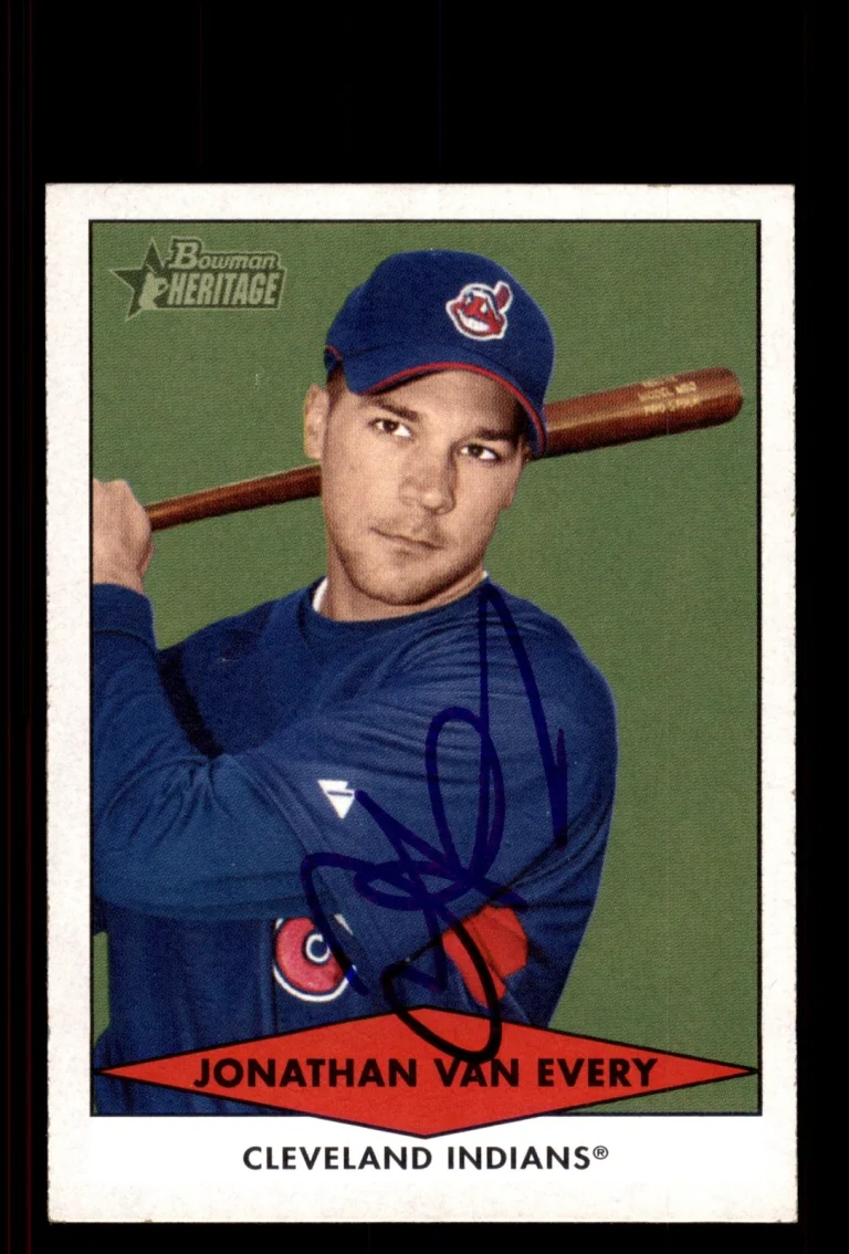 Signed Baseball Card Auto Jonathan Van Every 2007 Bowman Heritage #BHP16 Indians