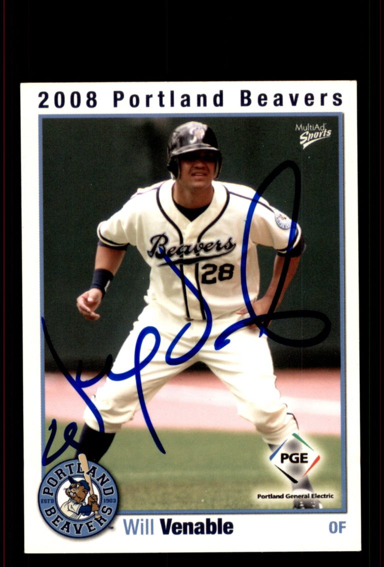 Signed Baseball Card Auto Will Venable 2008 MultiAd Portland Beavers MILB