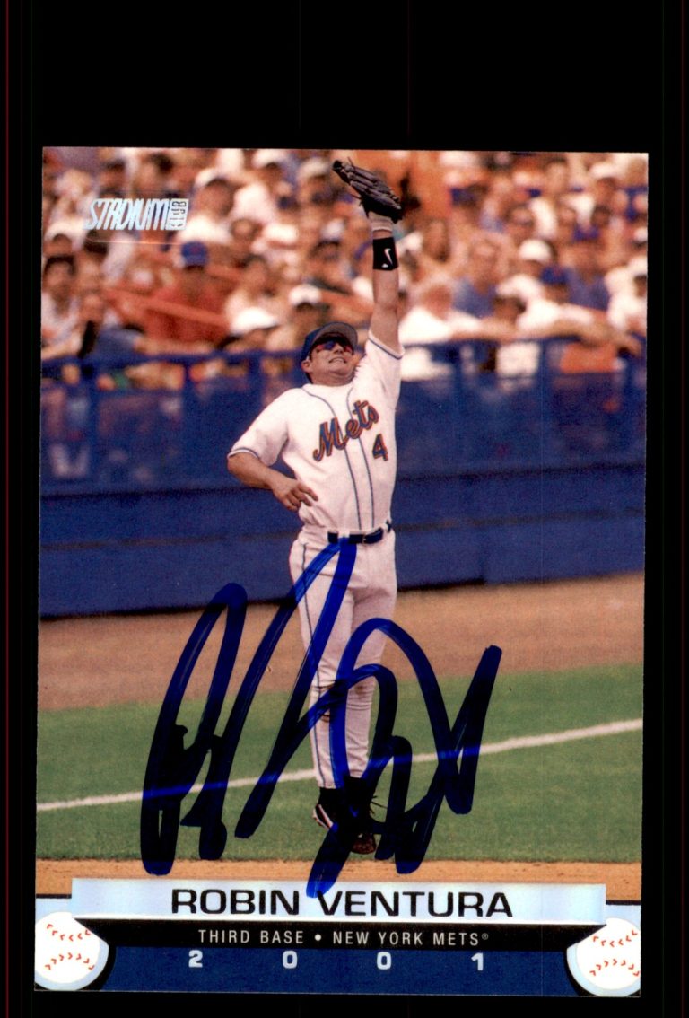 Signed Baseball Card Auto Robin Ventura 2001 Topps Stadium Club #57 Mets