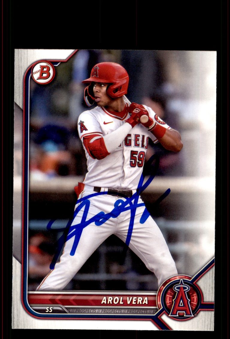 Signed Baseball Card Auto Arol Vera 2022 Bowman Draft #BD-46 Los Angeles Angels