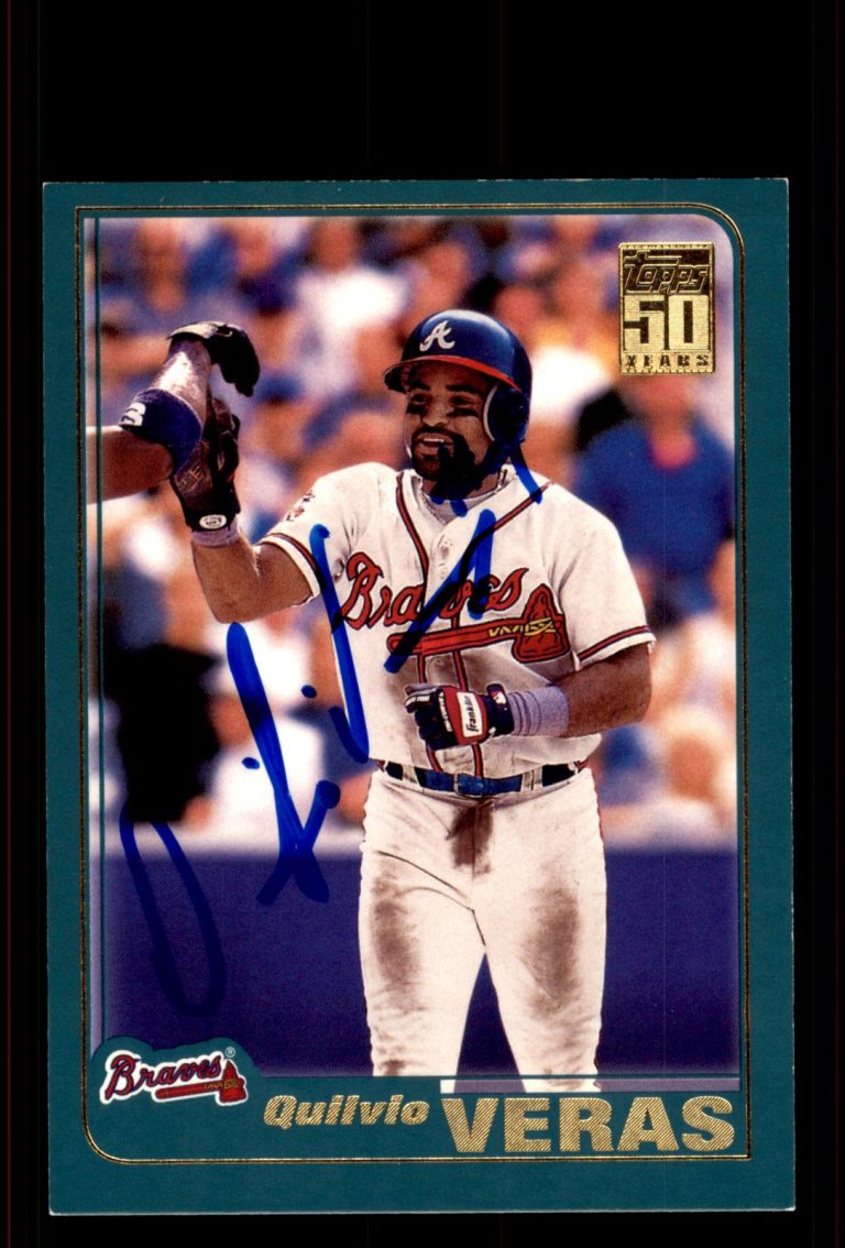 Signed Baseball Card Auto Quilvio Veras 2001 Topps #37 Atlanta Braves