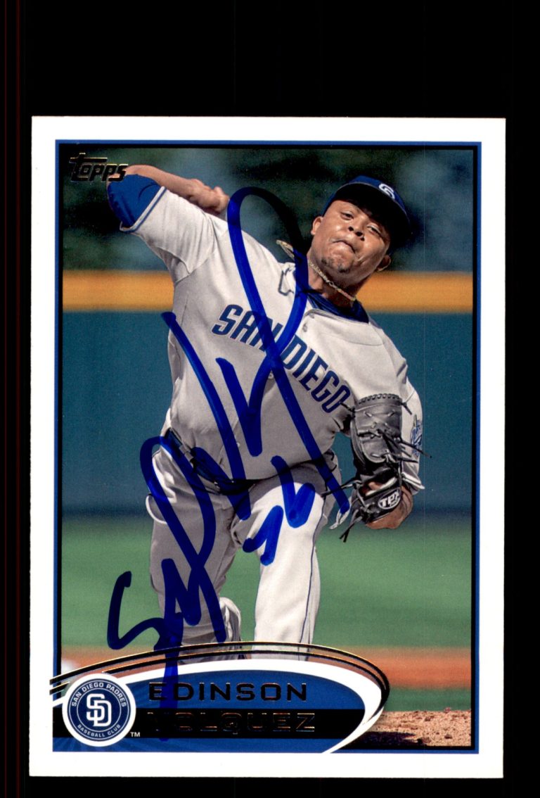 Signed Baseball Card Auto Edinson Volquez 2012 Topps #477 San Diego Padres