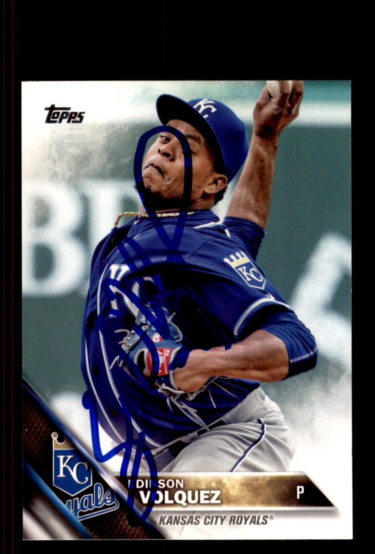 Signed Baseball Card Auto Edinson Volquez 2016 Topps #33 Kansas City Royals