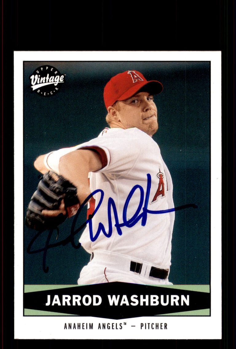 Signed Baseball Card Auto Jarrod Washburn 2004 Upper Deck Vintage #297 Angels