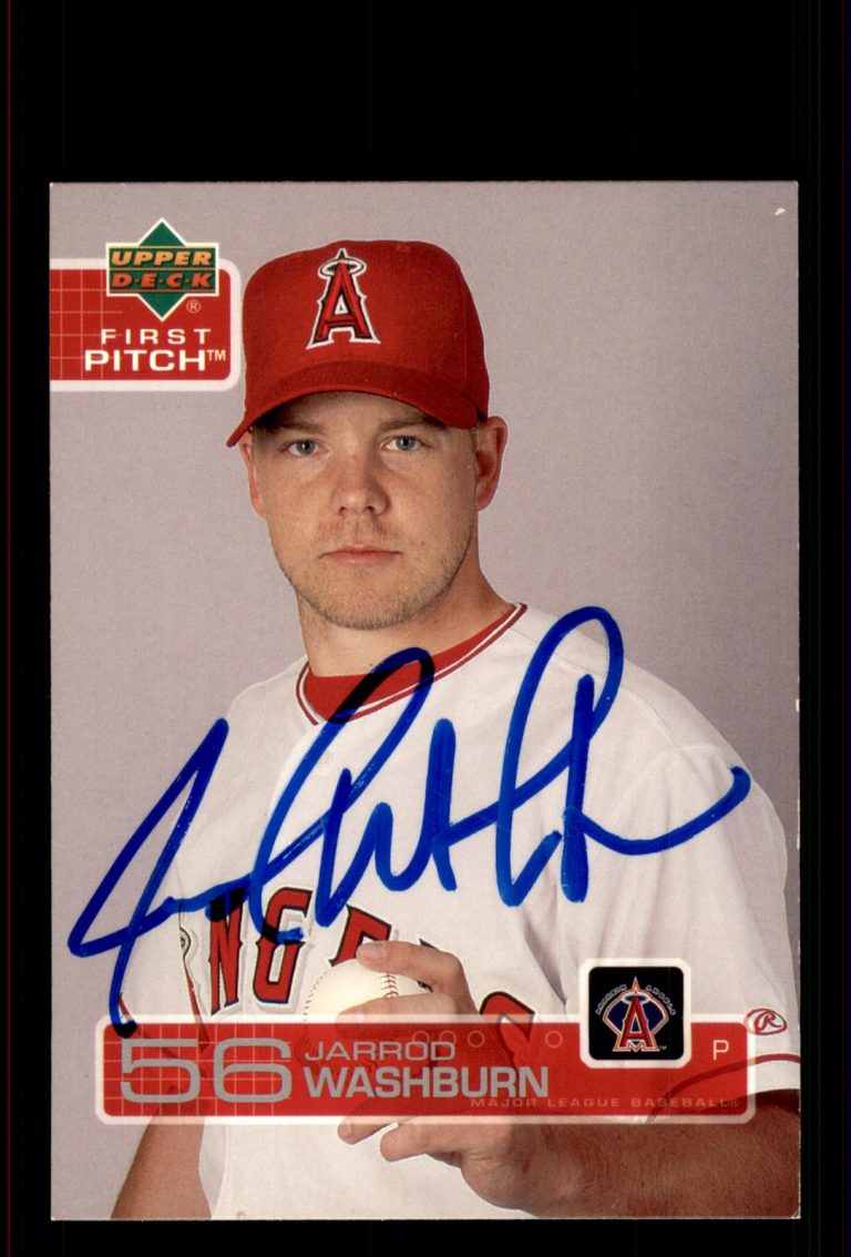 Signed Baseball Card Auto Jarrod Washburn 2003 Upper Deck First Pitch #36 Angels