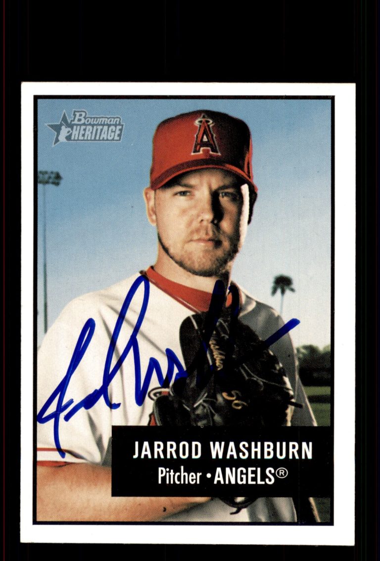Signed Baseball Card Auto Jarrod Washburn 2003 Bowman Heritage #66 Angels