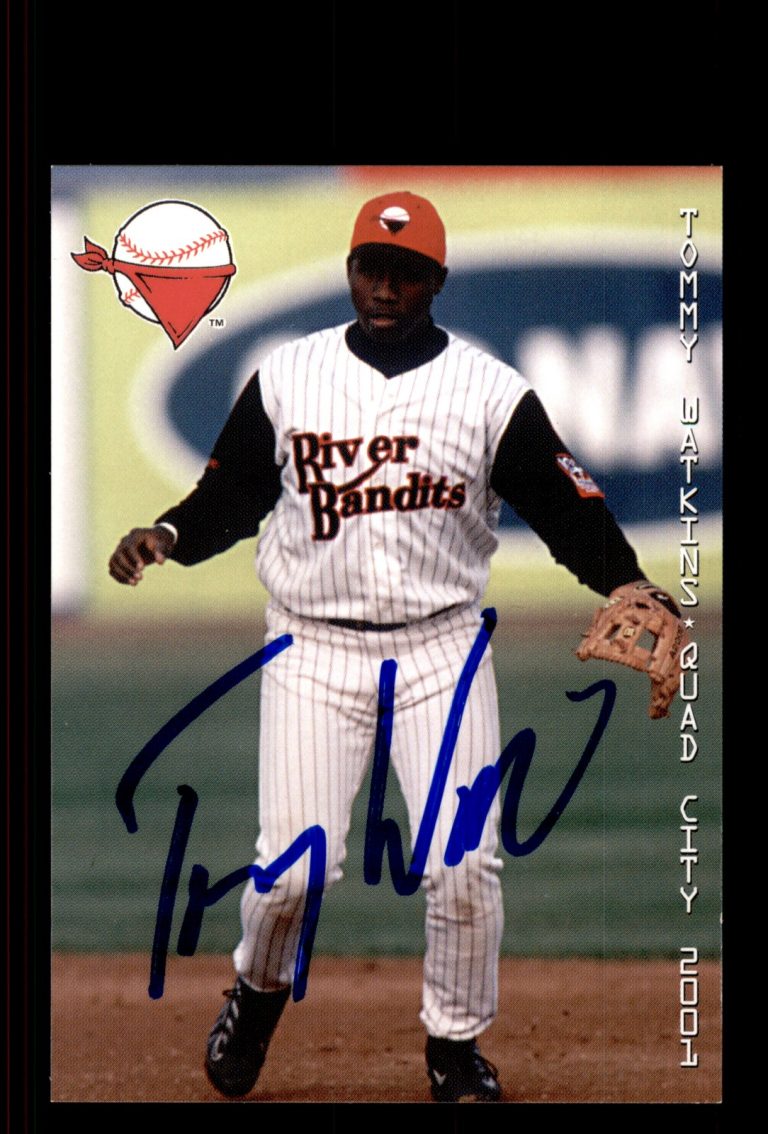 Signed Baseball Card Auto Tommy Watkins 2001 Quad Cities River Bandits