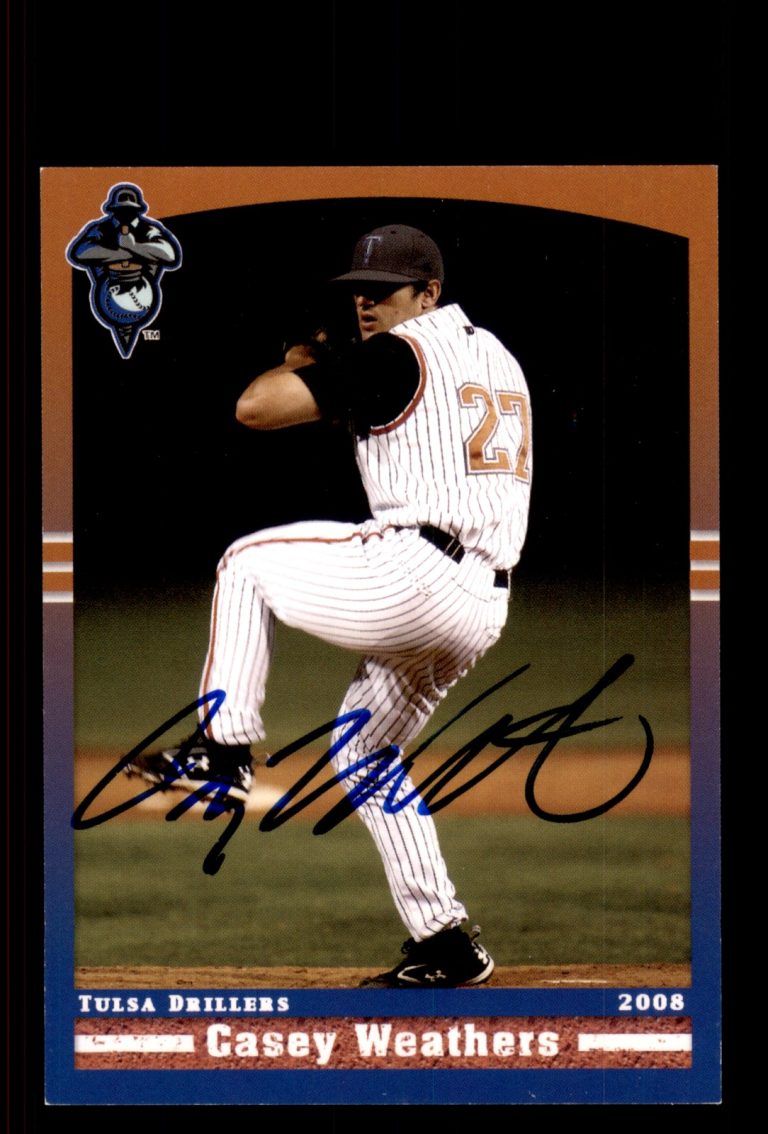 Signed Baseball Card Auto Casey Weathers 2008 Grandstand Tulsa Drillers