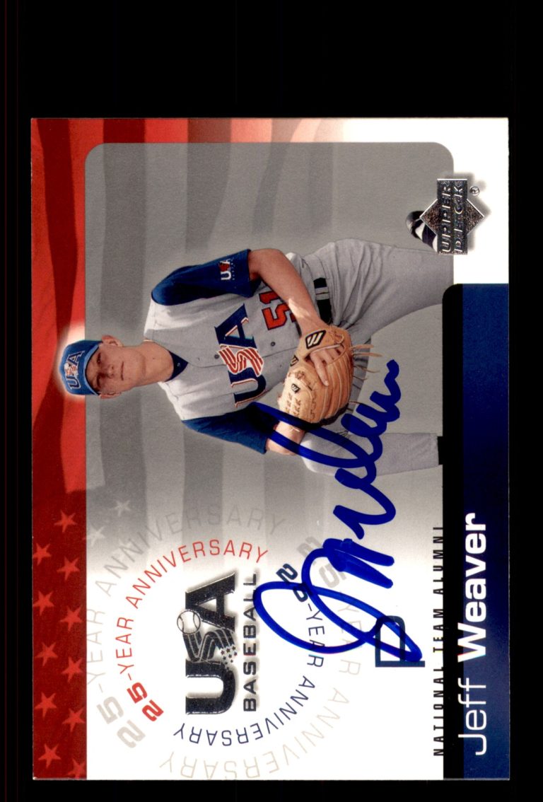 Signed Baseball Card Auto Jeff Weaver 2004 Upper Deck USA #USA-20