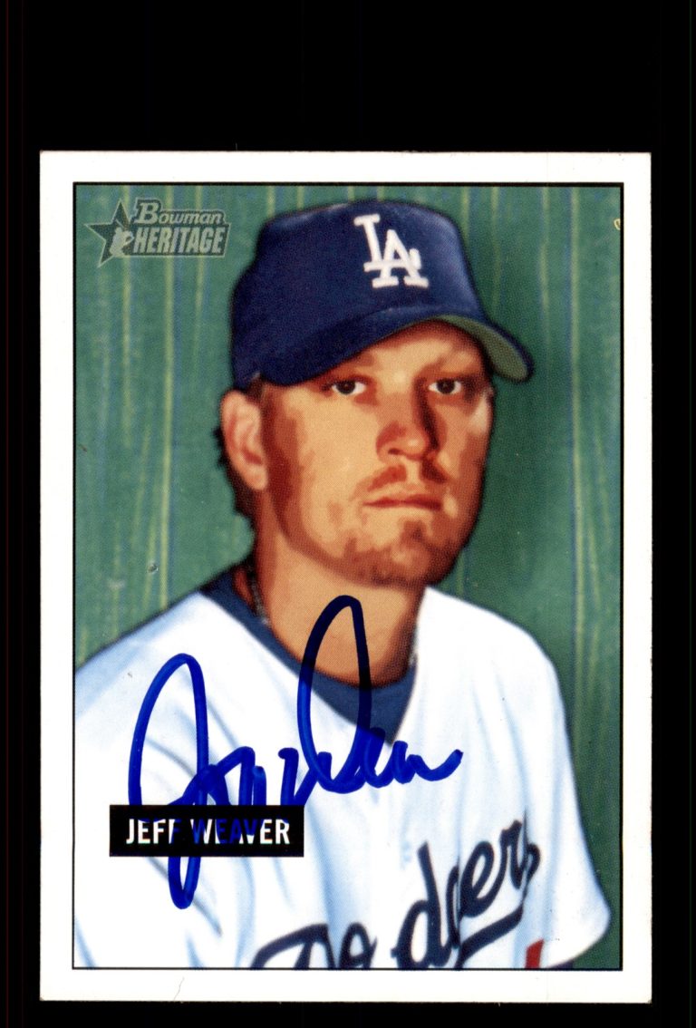 Signed Baseball Card Auto Jeff Weaver 2005 Bowman Heritage #6 LA Dodgers