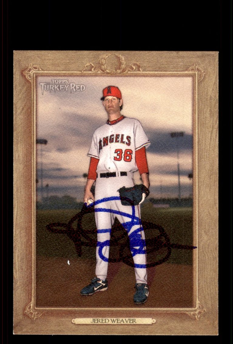 Signed Baseball Card Auto Jered Weaver 2007 Topps Turkey Red #142 Angels