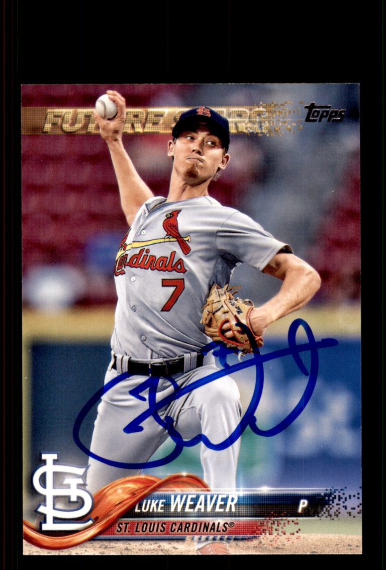 Signed Baseball Card Auto Luke Weaver 2018 Topps #593 St. Louis Cardinals