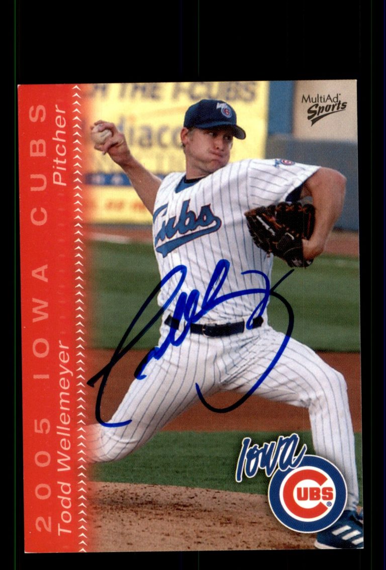 Signed Baseball Card Auto Todd Wellemeyer 2005 MultiAd Iowa Cubs