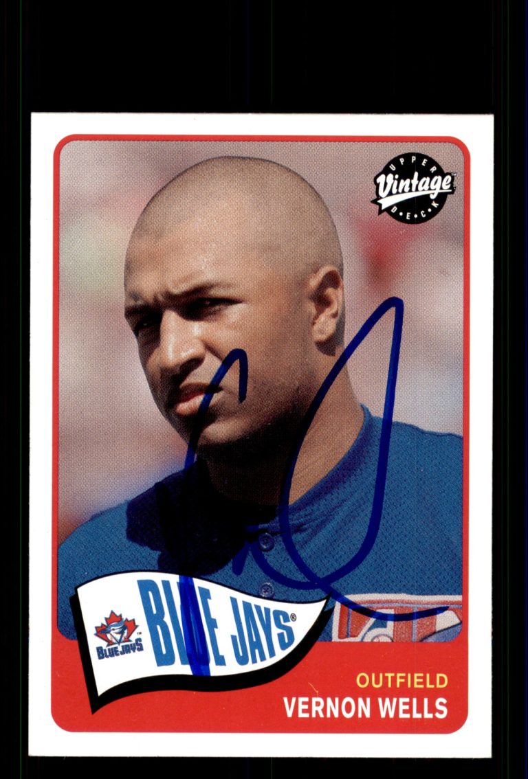 Signed Baseball Card Auto Vernon Wells 2003 Upper Deck Vintage #28 Blue Jays