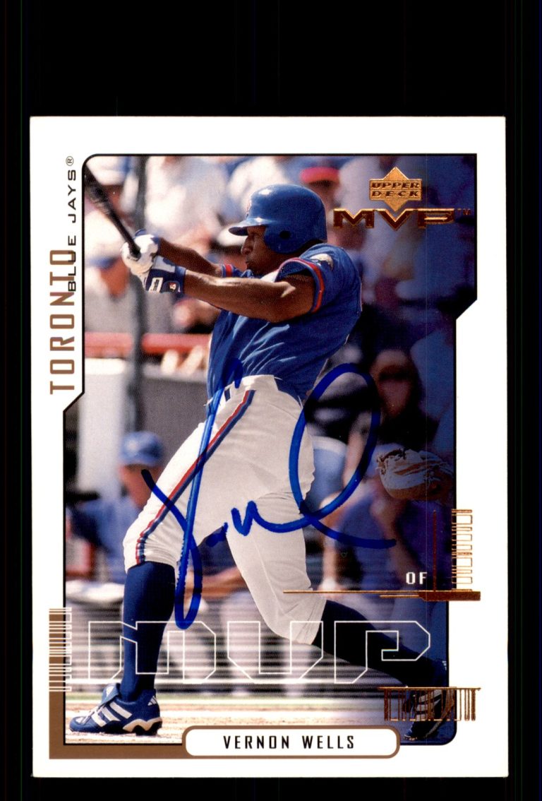 Signed Baseball Card Auto Vernon Wells 2000 Upper Deck MVP #43 Toronto Blue Jays