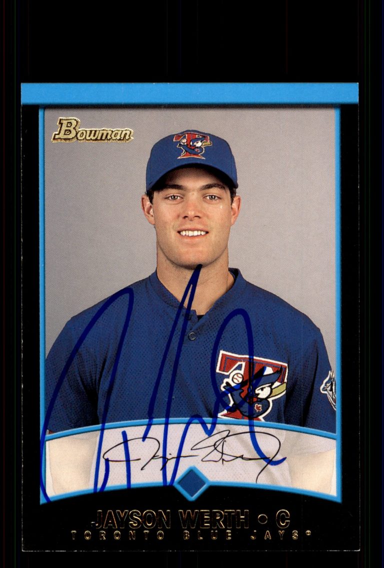 Signed Baseball Card Auto Jayson Werth 2001 Bowman #253 Toronto Blue Jays