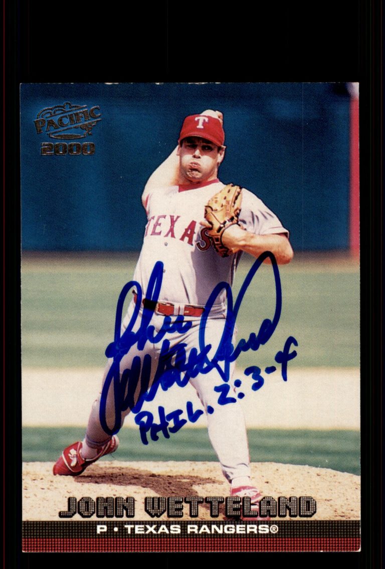 Signed Baseball Card Auto John Wetteland 2000 Pacific #432 Texas Rangers