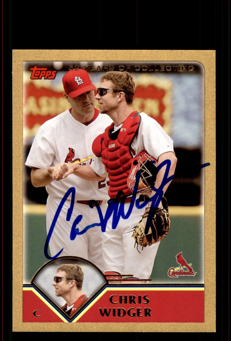 Signed Baseball Card Auto Chris Widger 2003 Topps #T33 Cardinals Gold