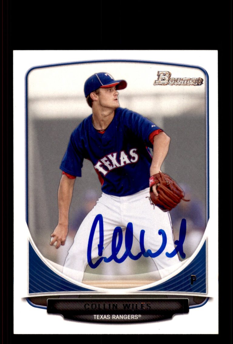 Signed Baseball Card Auto Collin Wiles 2013 Bowman #BP12 Texas Rangers