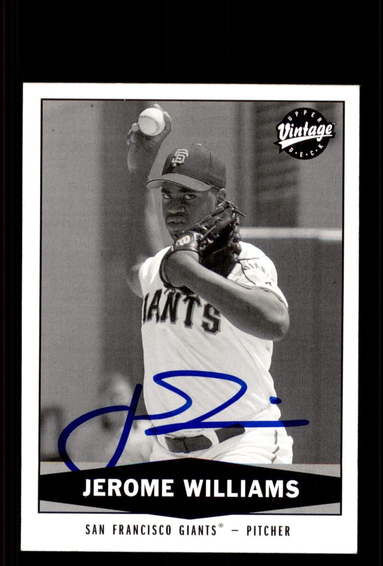 Signed Baseball Card Auto Jerome Williams 2004 Upper Deck Vintage #201 BW Var.