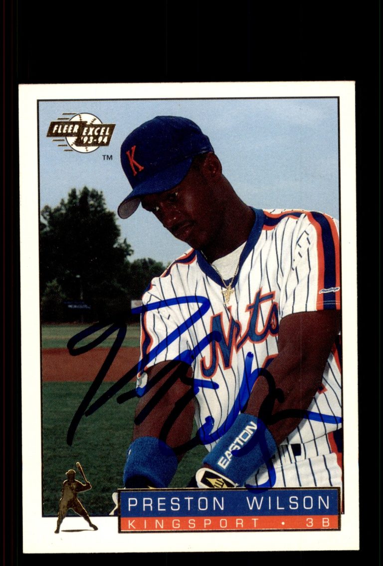 Signed Baseball Card Auto Preston Wilson 1993-94 Fleer Excel #242 Kingsport Mets