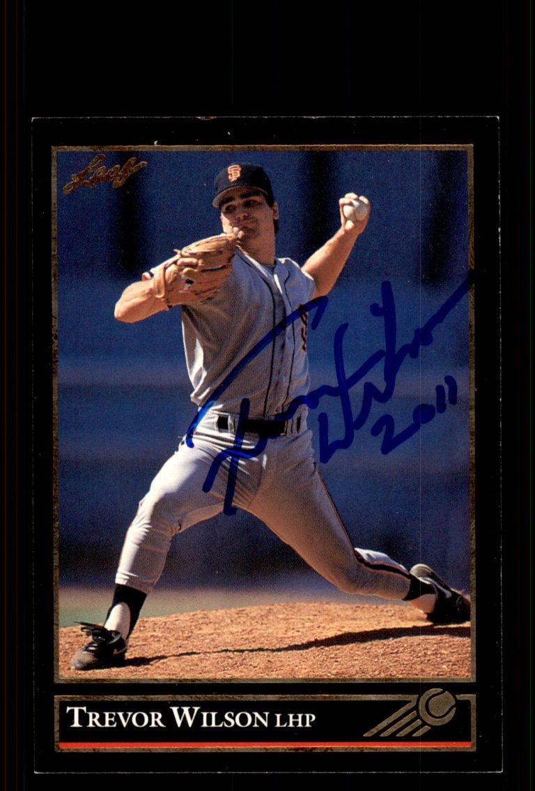 Signed Baseball Card Auto Trevor Wilson 1992 Leaf #340 Giants Black Gold