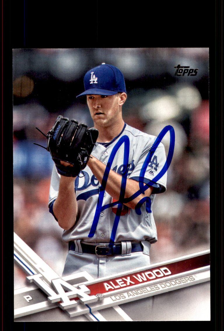 Signed Baseball Card Auto Alex Wood 2017 Topps #213 Los Angeles Dodgers