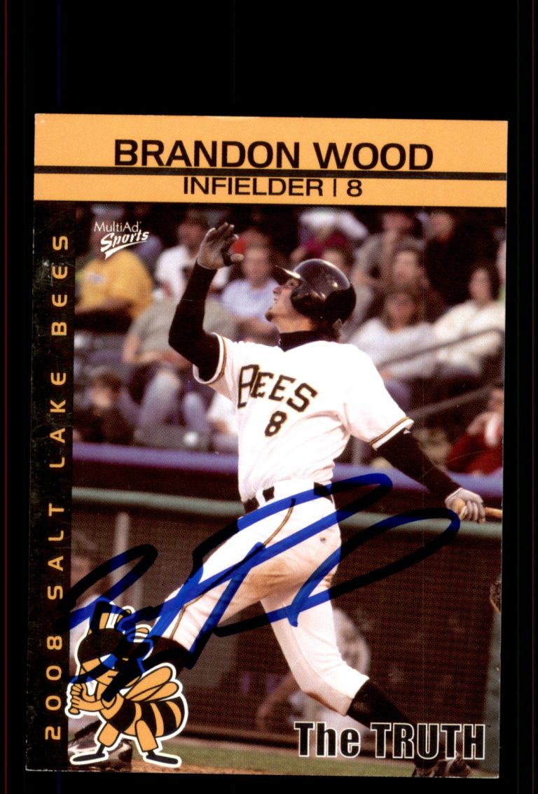 Signed Baseball Card Auto Brandon Wood 2008 Minor League Salt Lake Bees