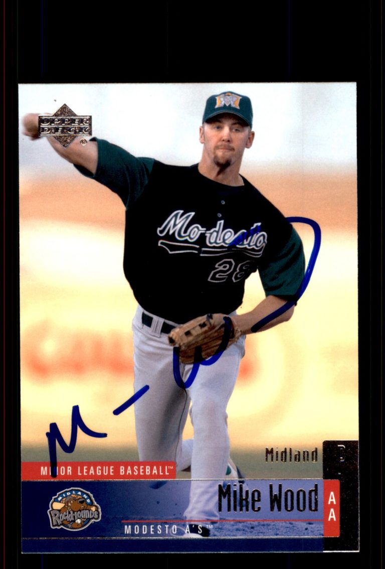 Signed Baseball Card Auto Mike Wood 2002 Upper Deck Minor League #16