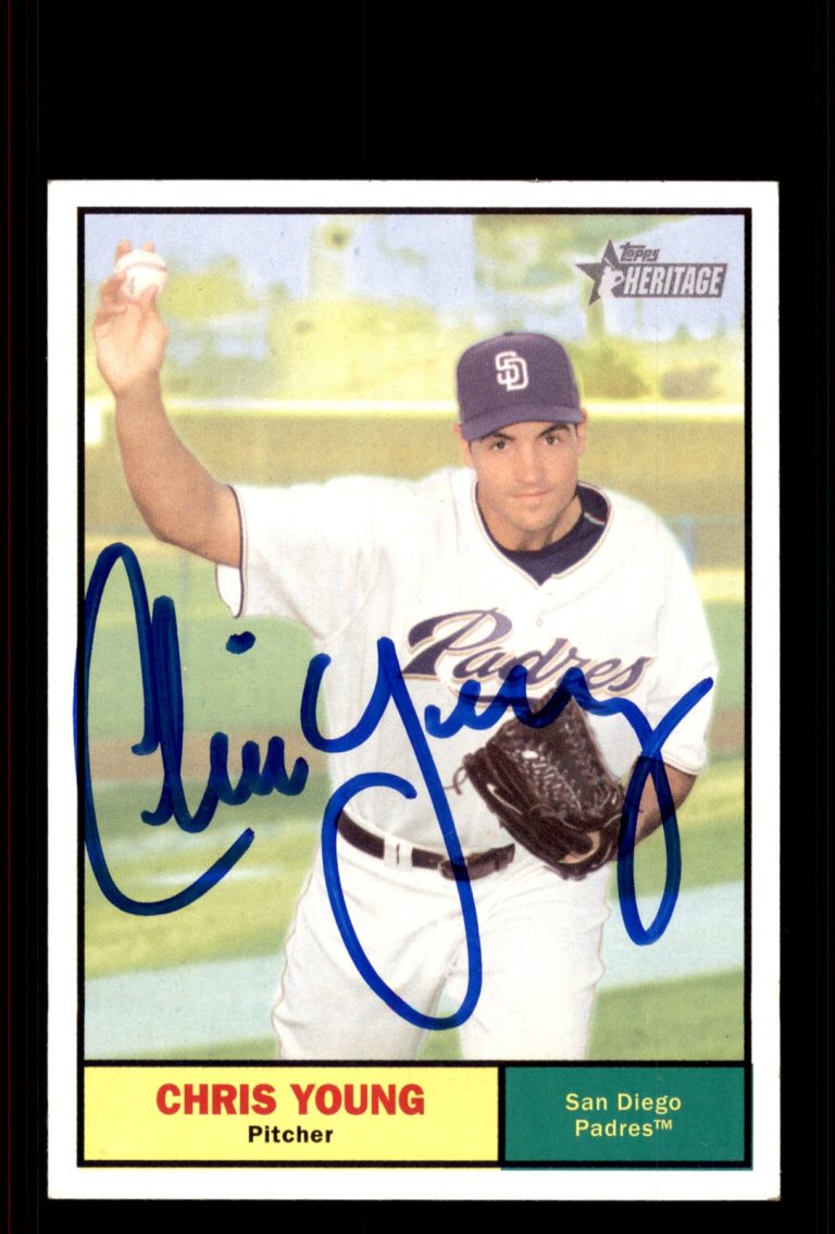 Signed Baseball Card Auto Chris Young 2010 Topps Heritage #268 San Diego Padres