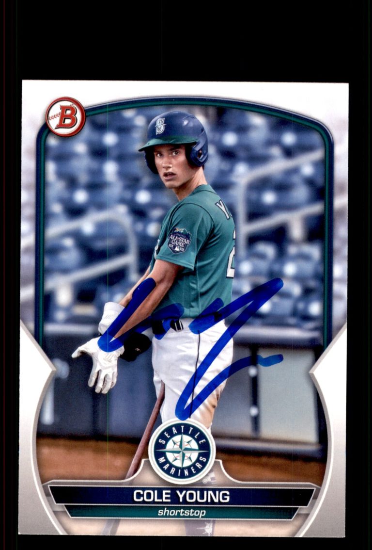 Signed Baseball Card Auto Cole Young 2023 Bowman #BP-9 Seattle Mariners