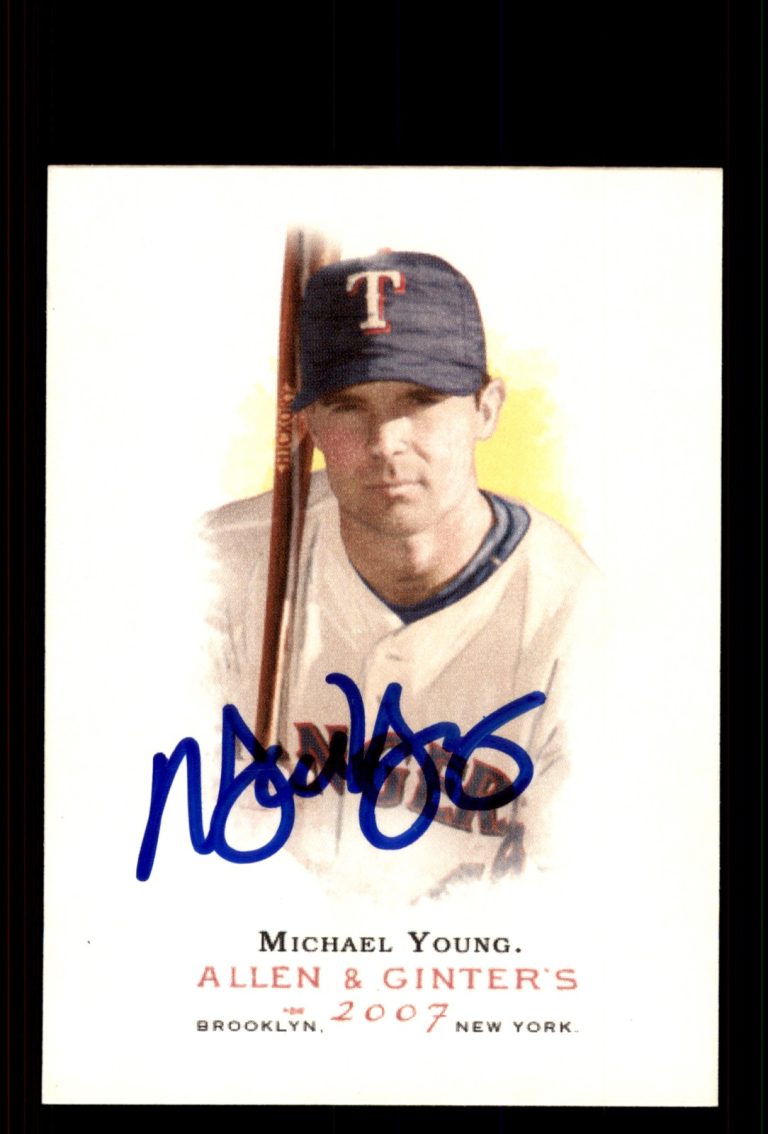 Signed Baseball Card Auto Michael Young 2007 Topps Allen & Ginter #110 Rangers