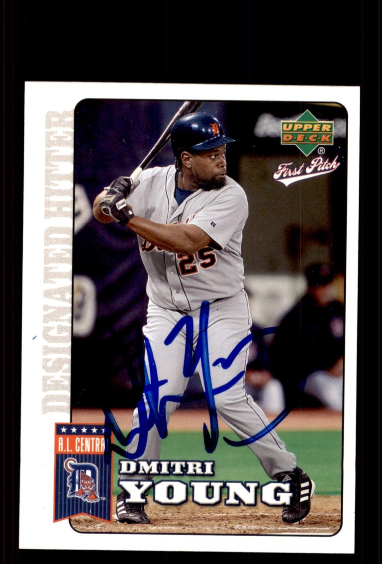 Signed Baseball Card Auto Dmitri Young 2006 Upper Deck First Pitch #68 Tigers