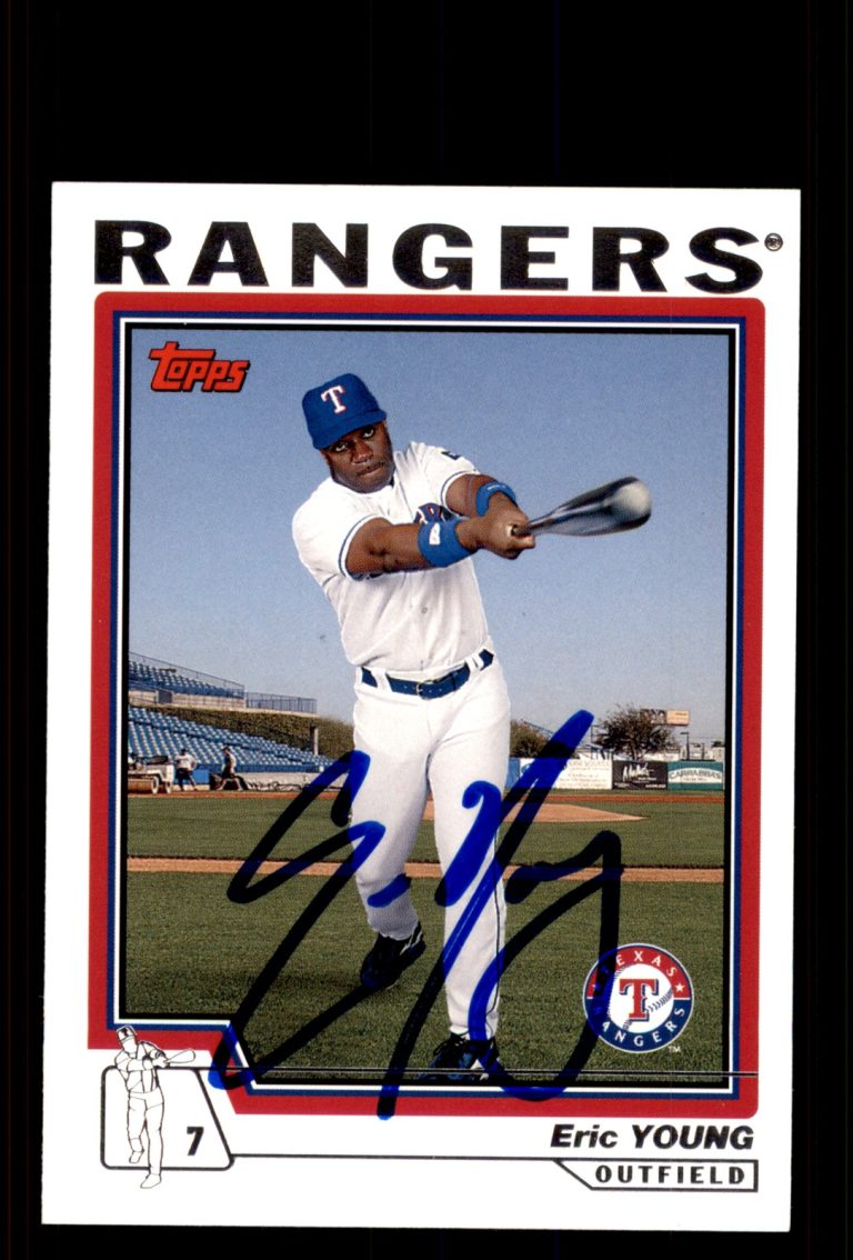 Signed Baseball Card Auto Eric Young 2004 Topps #494 Texas Rangers