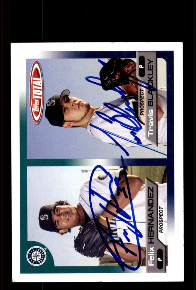 Signed Baseball Card Auto Felix Hernandez Travis Blackley 2005 Topps Total #706