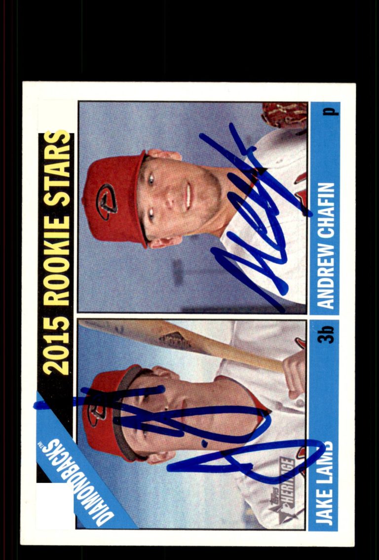 Signed Baseball Card Auto Andrew Chafin Jake Lamb 2015 Topps Heritage #127