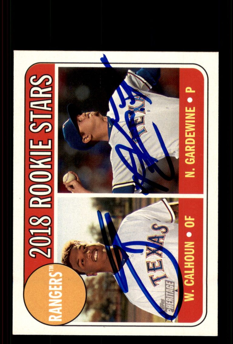 Signed Baseball Card Auto Willie Calhoun Nick Gardewine 2018 Topps Heritage #86