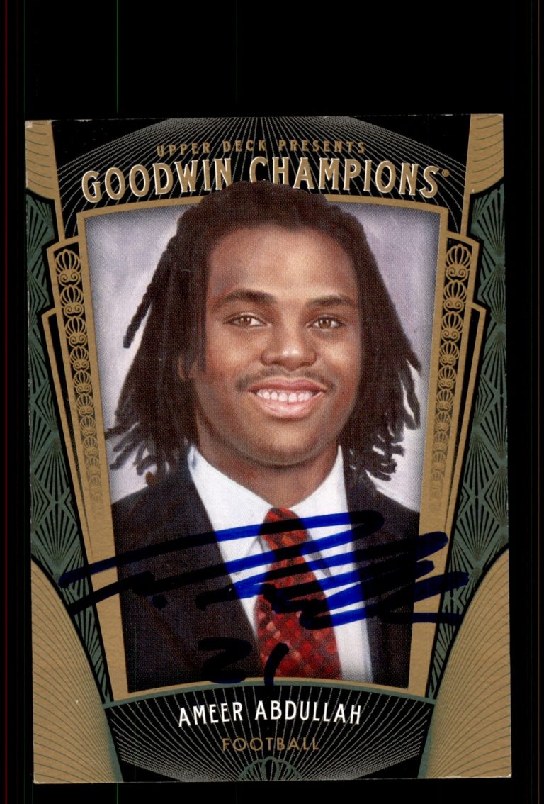 Signed Football Card Auto Ameer Abdullah 2015 Upper Deck Goodwin Champions #65