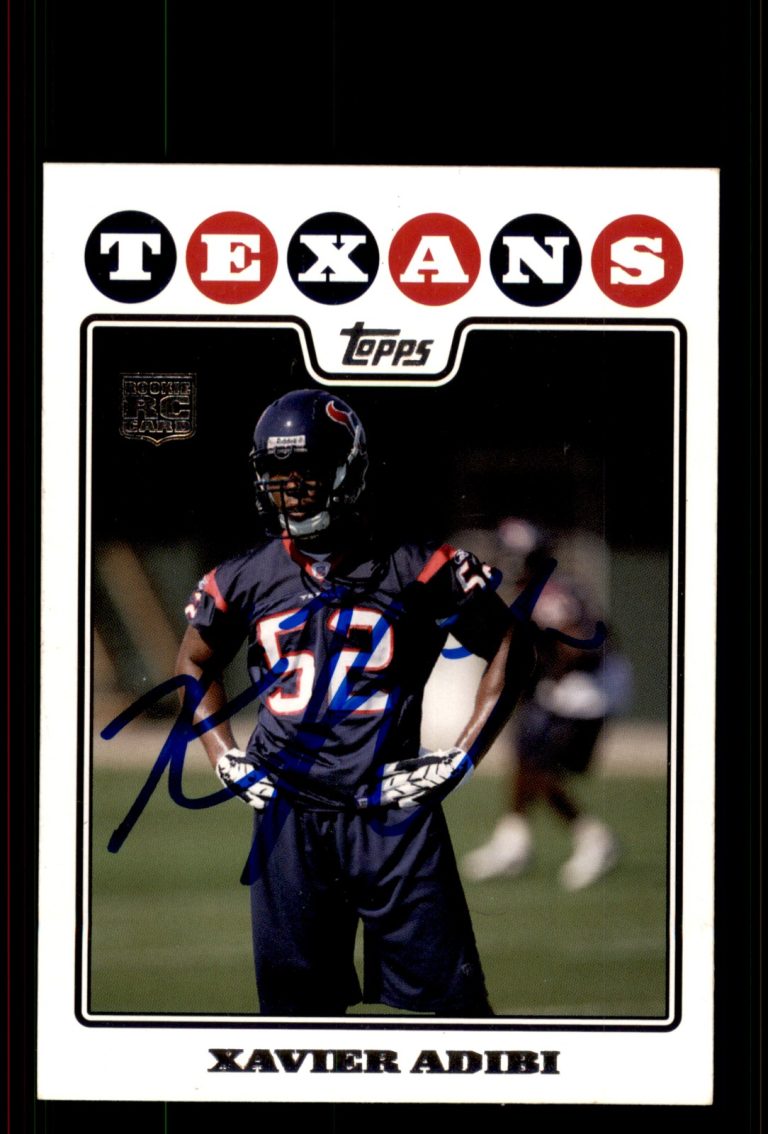 Signed Football Card Auto Xavier Adibi 2008 Topps #419 Houston Texans