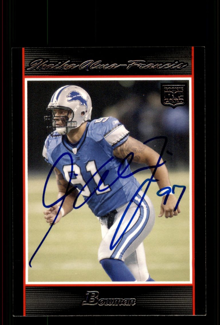 Signed Football Card Auto Ikaika Alama-Francis 2007 Bowman #245 Detroit Lions