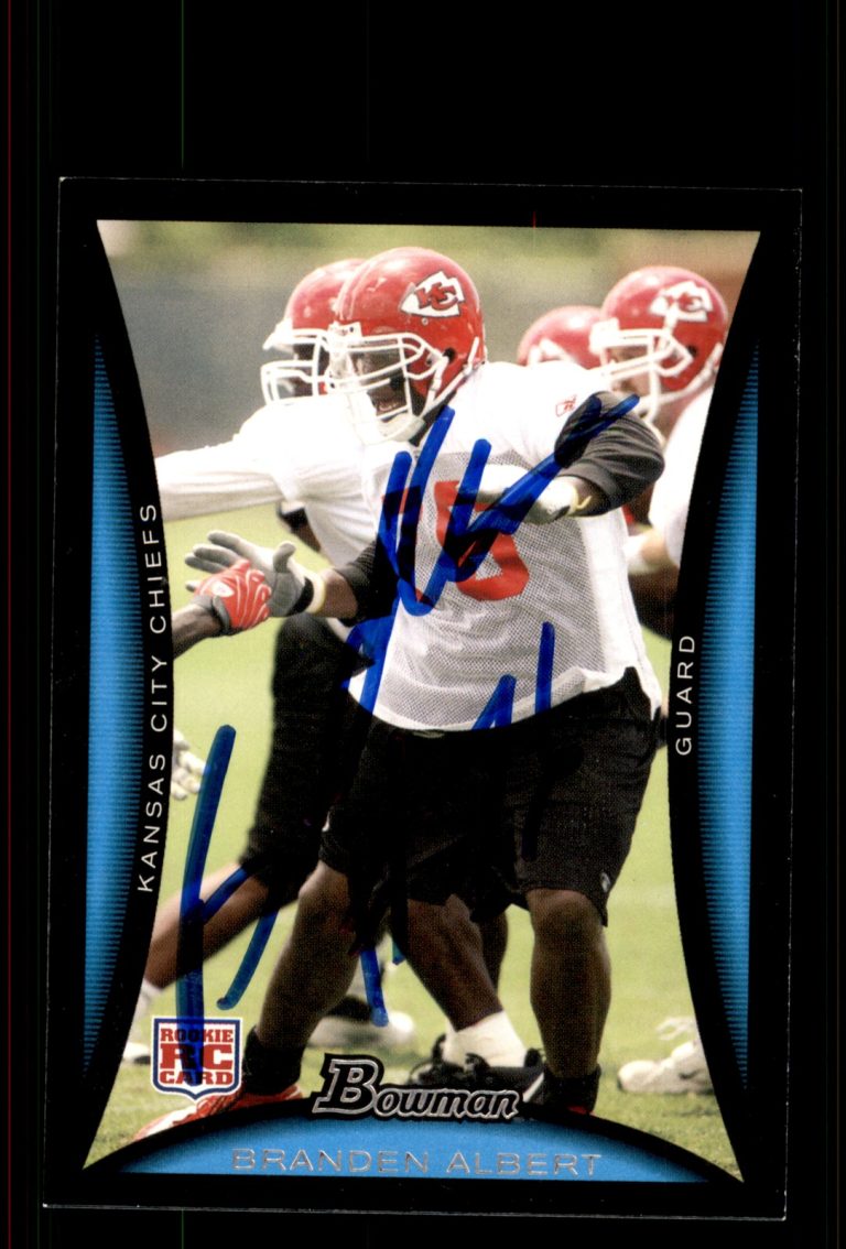 Signed Football Card Auto Branden Albert 2008 Bowman #112 Kansas City Chiefs