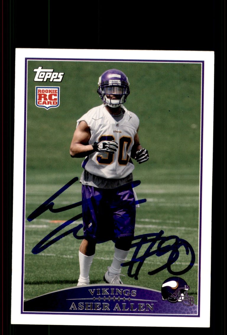 Signed Football Card Auto Asher Allen 2009 Topps #338 Minnesota Vikings