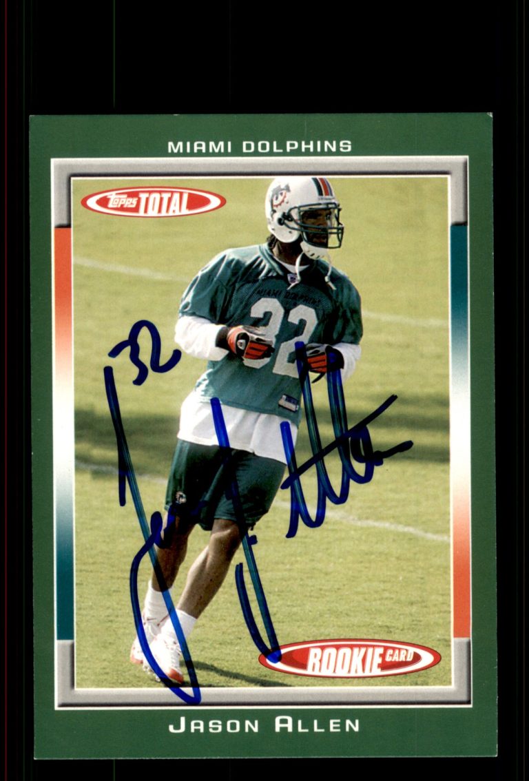 Signed Football Card Auto Jason Allen 2006 Topps Total #518 Miami Dolphins