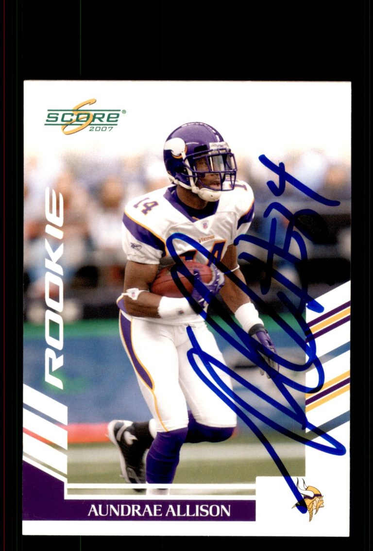 Signed Football Card Auto Aundrae Allison 2007 Score #349 Minnesota Vikings