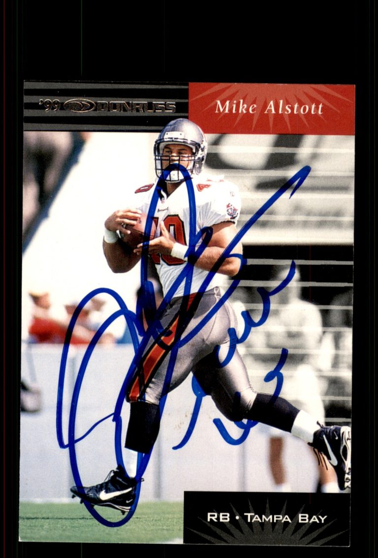 Signed Football Card Auto Mike Alstott 1999 Donruss #125 Tampa Bay Buccaneers