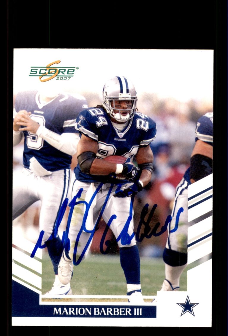 Signed Football Card Auto Marion Barber 2007 Score #6 Dallas Cowboys