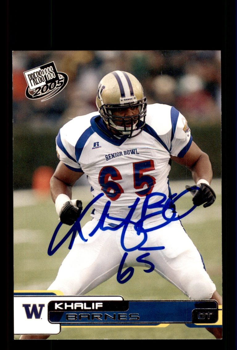 Signed Football Card Auto Khalif Barnes 2005 Press Pass #34 Washington Huskies