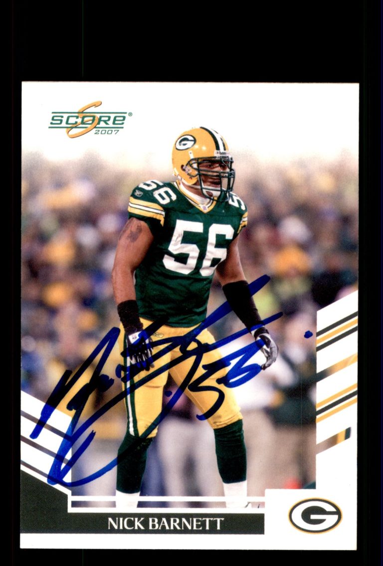 Signed Football Card Auto Nick Barnett 2007 Score #60 Green Bay Packers