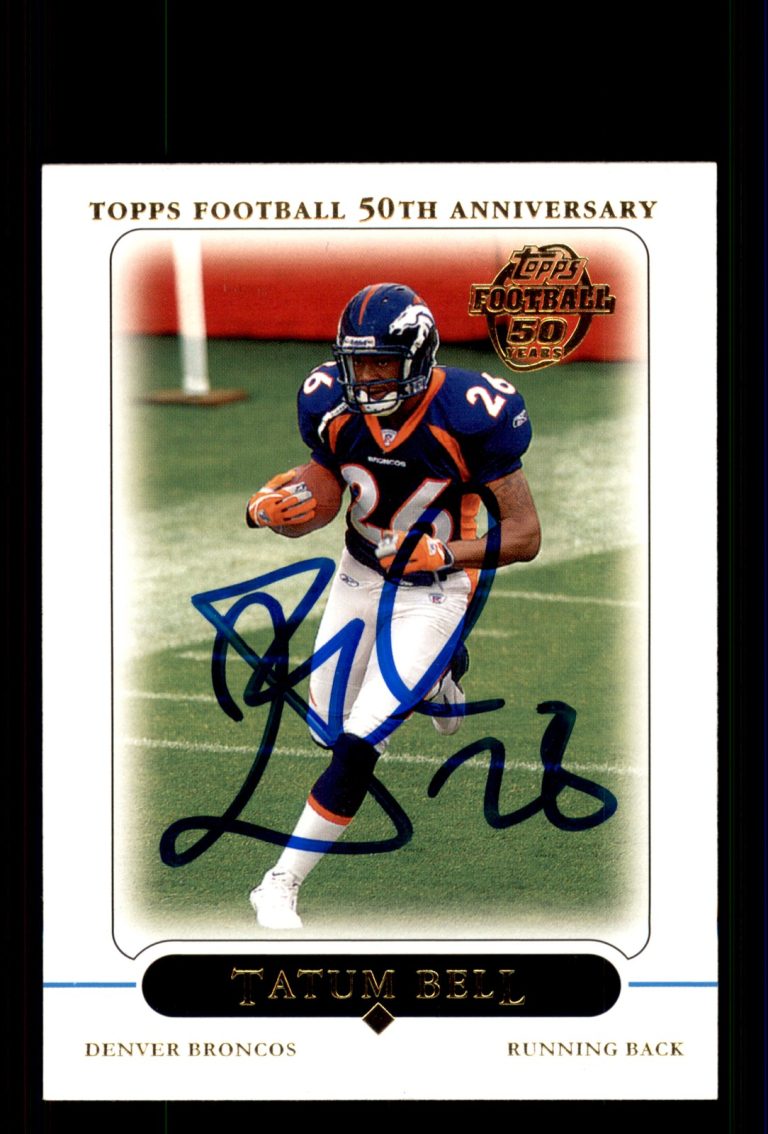 Signed Football Card Auto Tatum Bell 2005 Topps #107 Denver Broncos